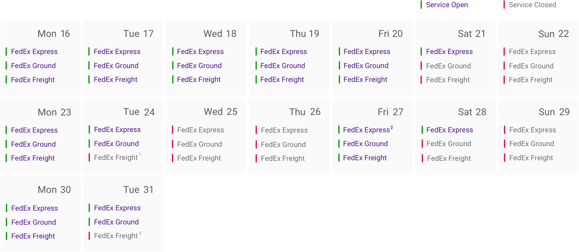 FedEx 2019 Holiday Service Schedule FedEx Canada