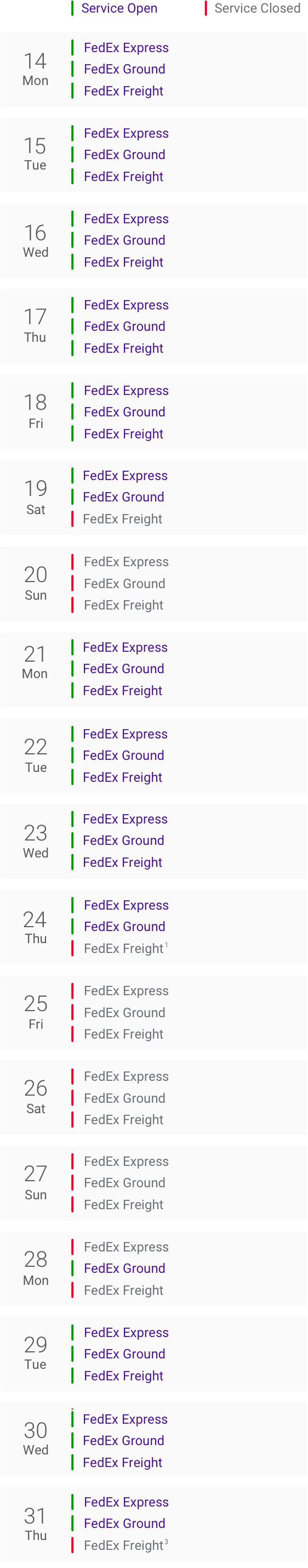 December 2020 Holiday Schedule