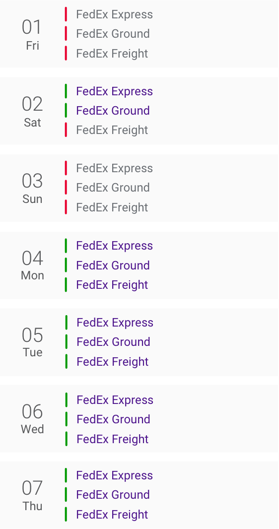 January 2021 Holiday Schedule