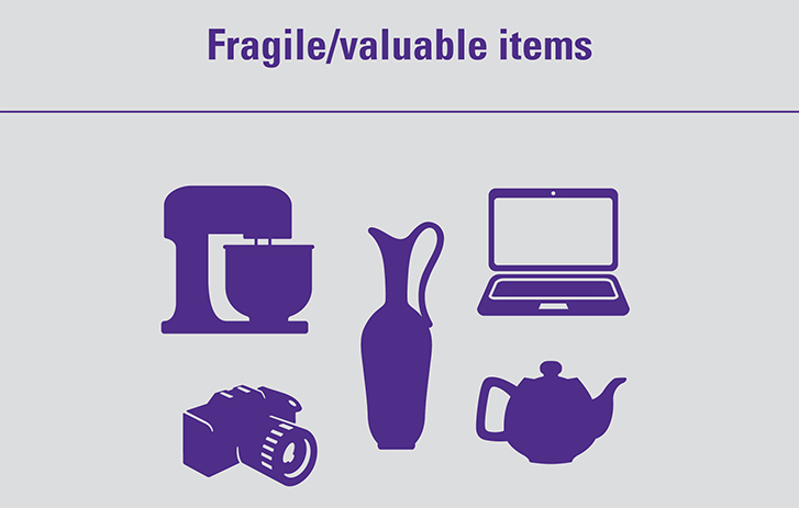 icons representing fragile and valuable items