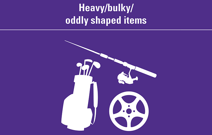 icons representing heavy, bulky and oddly shaped items