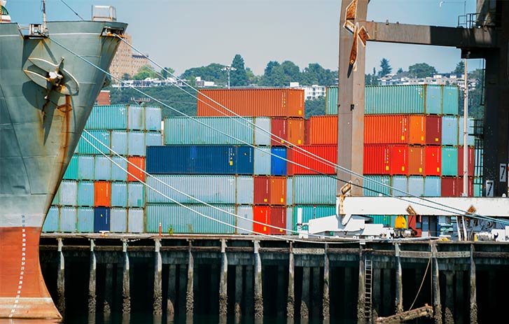 Shipping containers on docks