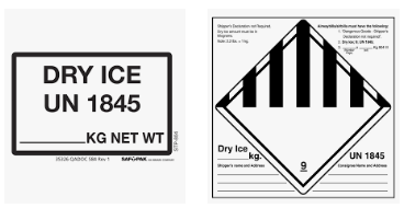 Example of a dry ice shipping label