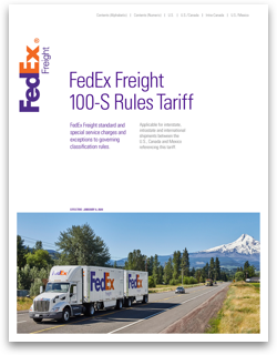 Screen capture of the FedEx Freight 100-S Rules Tariff PDF