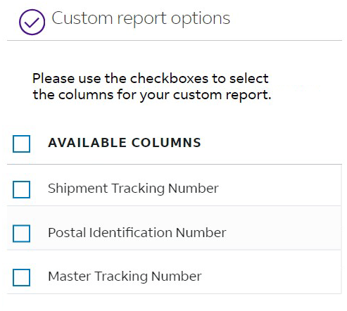 FedEx Ground Economy tracking numbers are available in your reports