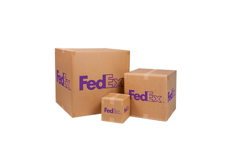 Group of three FedEx boxes